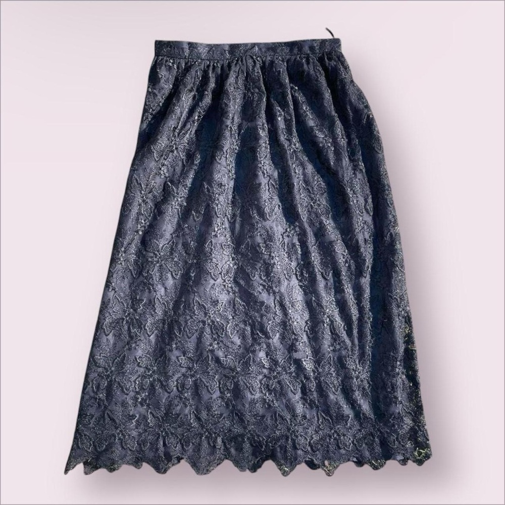 Vintage Cloak of Many Colors black lace midi skirt